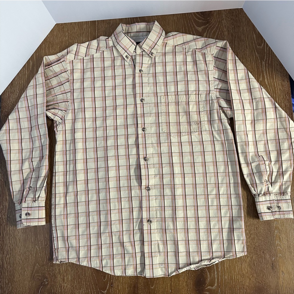 Ariat Mens Plaid Long Sleeve Shirt Cowboy Rodeo Work Shirt